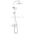 Brass Shower Mixer Set With Shelf Fashion White